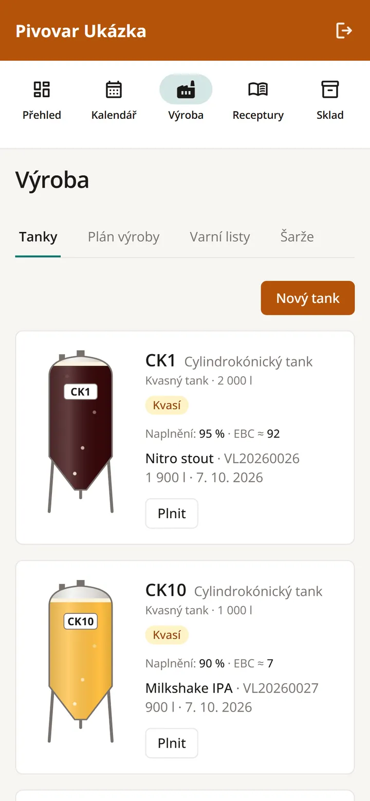 Stejný přehled tanků v mobilu
